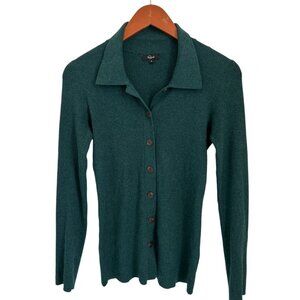 Rails Green Ribbed Button-Up Cardigan Womens S